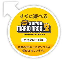 すぐに遊べる New スーパーマリオブラザーズ 2ダウンロード版 付属のSDカードにソフトが保存されています。